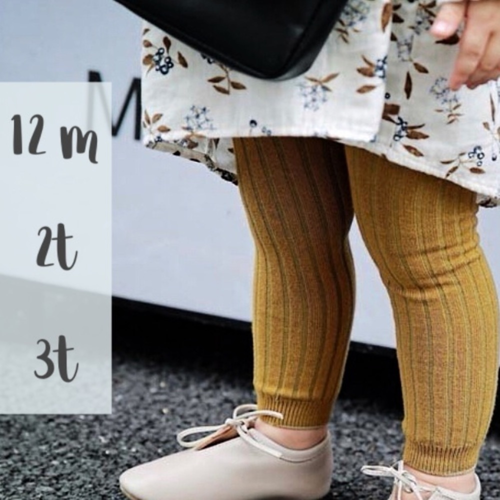 Baby leggings tights mustard yellow gold tan pants